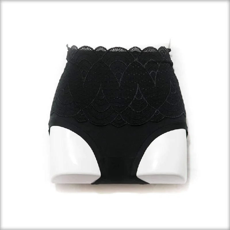 lace bikini panties for women with a glamorous lookHIGH WAIST PANTY – Black Embroidered Panty