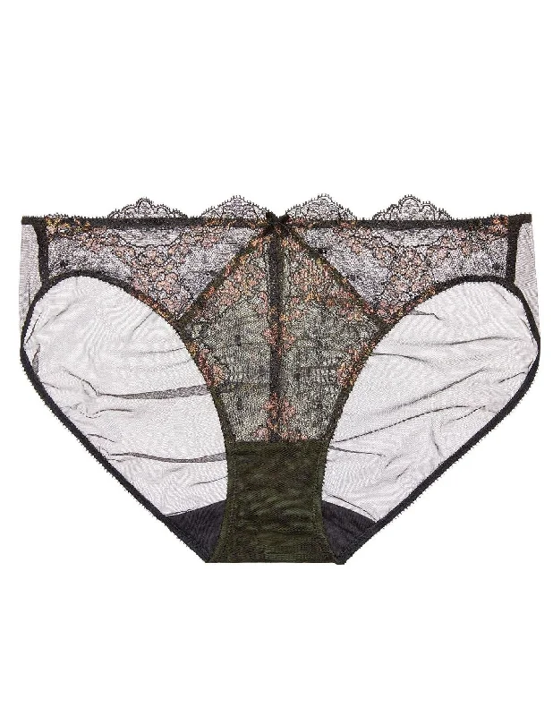 printed women briefs with floral patterns for a spring lookLurex Lace  Black Irridescent Brief - Last Chance To Buy!