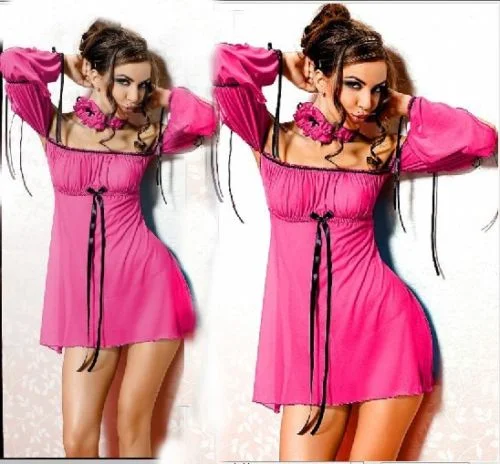 open cup women sexy lingerieSexy Lingerie Long sleeve Chemise Babydoll Dress Plus Size