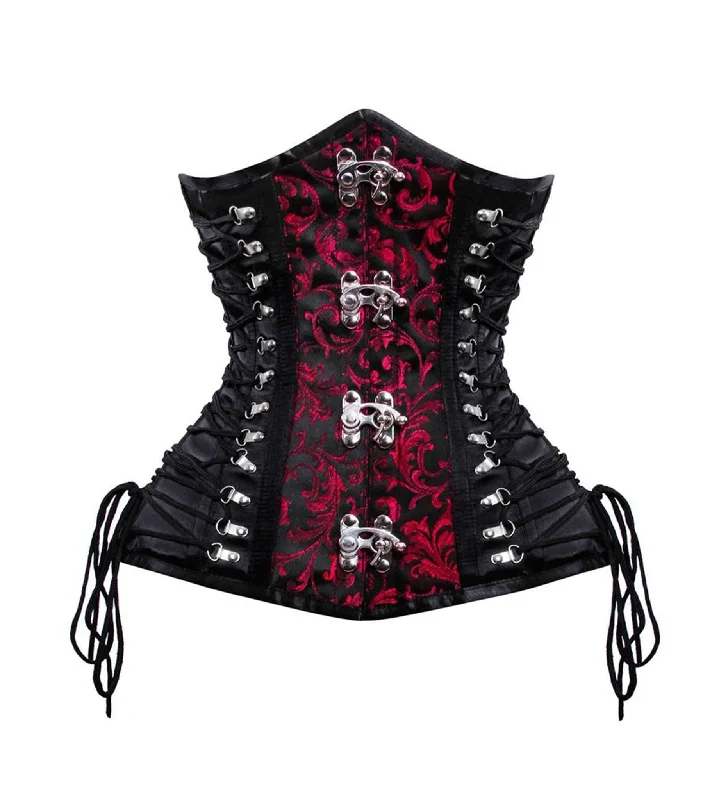 evening wear women bustiers and corsetsBlack Red  Brocade Waist Reducing Underbust Corset