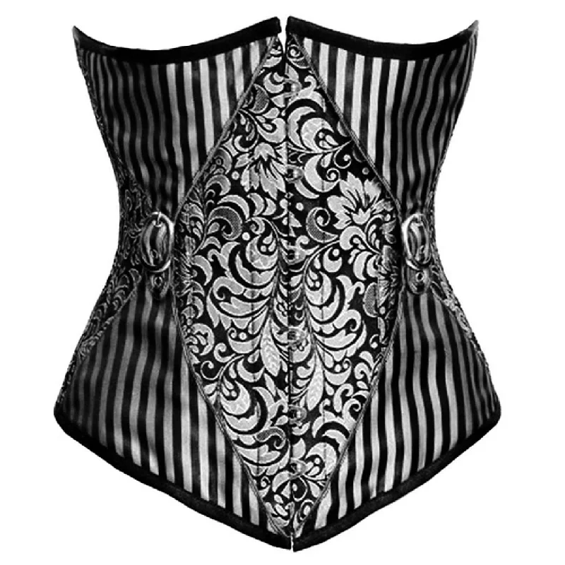 stretchy women bustiers and corsetsJadwiga Underbust Gothic Black_Silver Authentic Steel Boned Corset