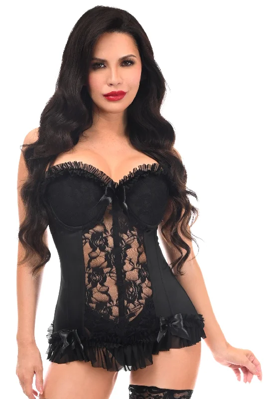 custom fit women bustiers and corsetsLavish Black Lycra & Lace Hook & Eye Stretch Bustier Corset