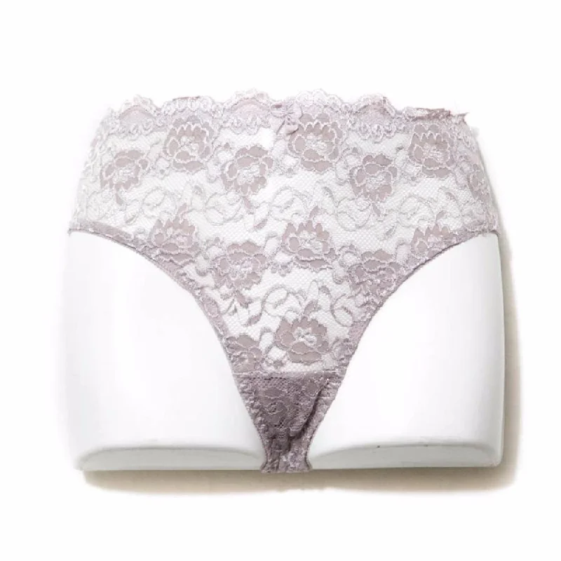 odor - resistant panties for women with long - lasting freshnessBridal Grey Net Lace Cotton Panty