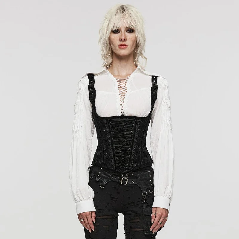 rhinestone embellished women bustiers and corsetsWomen's Gothic Rose Cutout Lace-up Underbust Corset