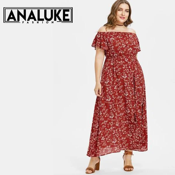 women sexy dresses for Flamenco showsPlus Size Boho Style Long Dress