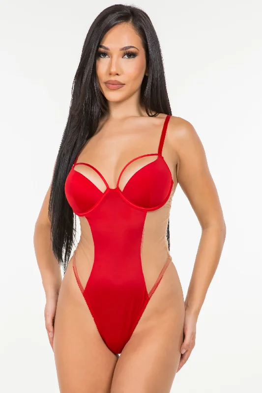 Convertible Straps Bodysuits for Multiple Styling OptionsNude illusion red