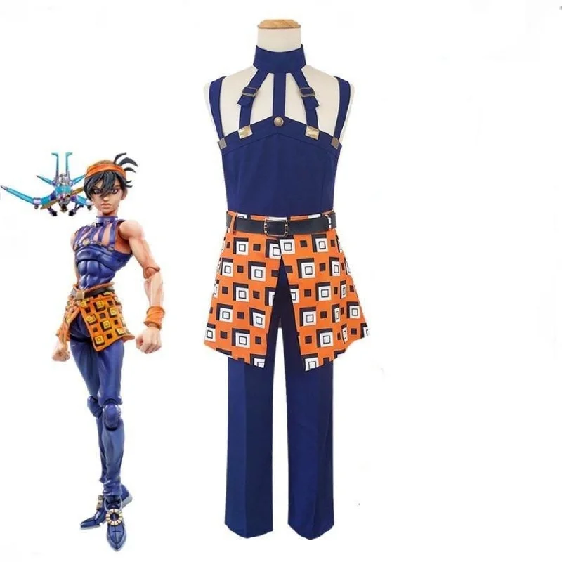 women witch cosplay costumes hat - includedAnime JOJO JoJo's Bizarre Adventure Cosplay Costume Ghirga Narancia Uniforms Men Cosplay Outfit Dress Halloween Costumes