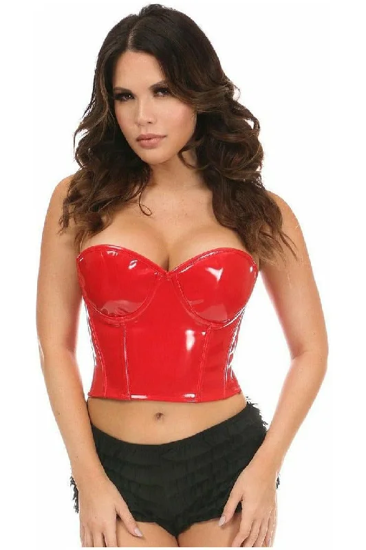 back lacing women bustiers and corsetsLavish Red Patent PVC Underwire Bustier