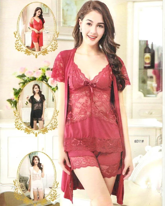 anniversary women sexy lingerie gifts3 Pcs Sexy Short Nighty - 6511