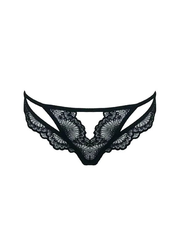 seamless anti - bacterial women thongs for daily protectionKane (Black) Cutout Thong