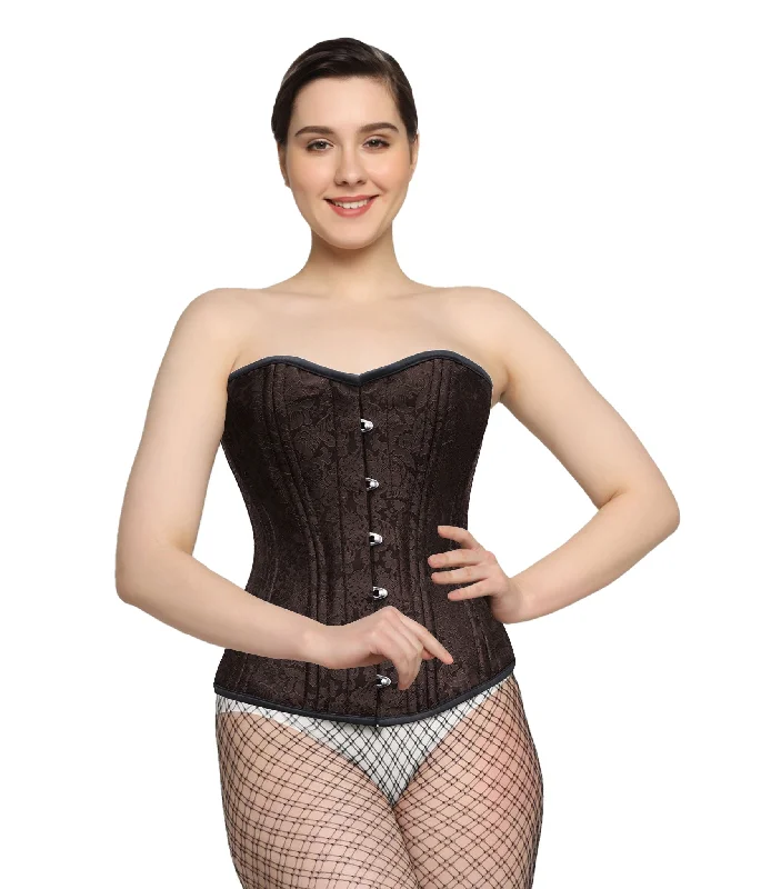 historical reenactment women bustiers and corsetsAffra Brown Brocade Waist Training Overbust Corset