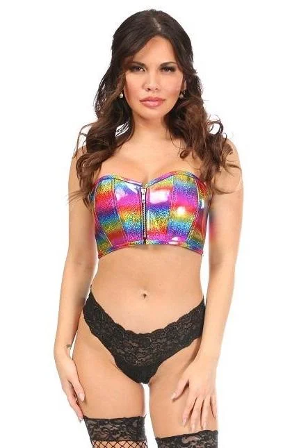 mesh women bustiers and corsetsLavish Rainbow Glitter Short Bustier Top