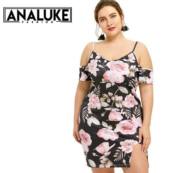 women sexy dresses with bead - embroidered bodicesSlit Floral Printed Sexy Party Dress