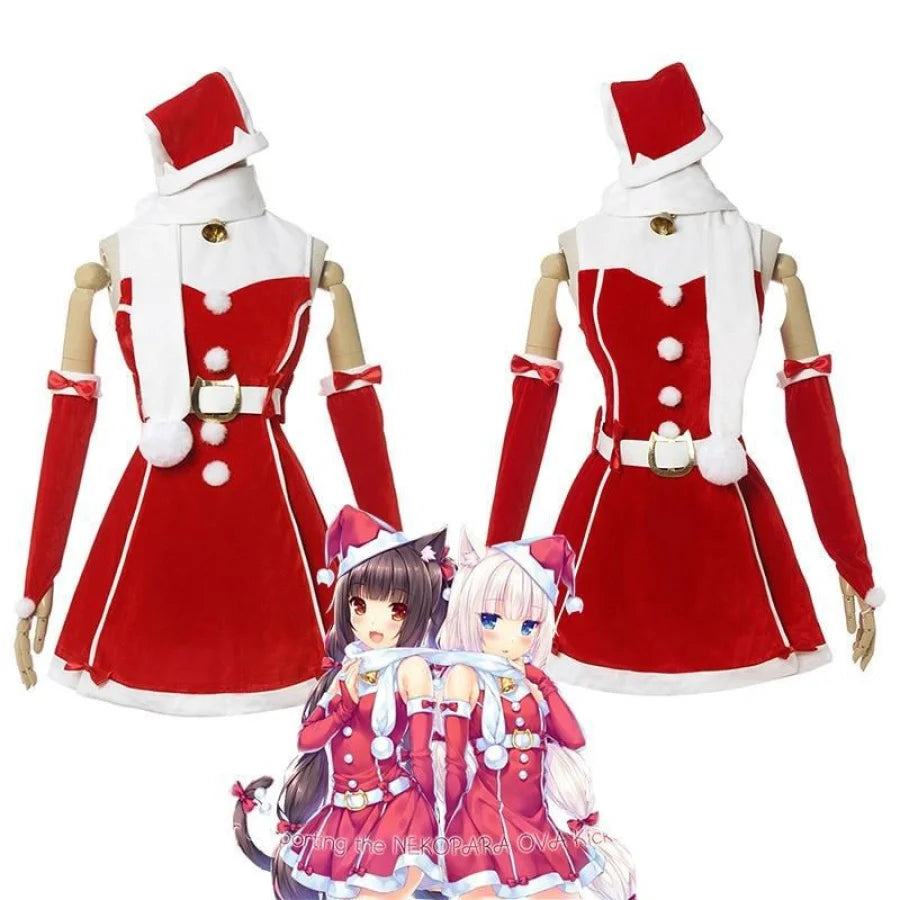 women cosplay costumes with sound - effectsNekopara Vanilla Chocola Christmas Hat Cosplay Costume