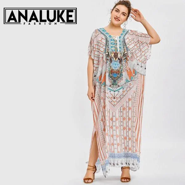 women sexy dresses for salsa nightsPlus Size Batwing Sleeve Boho Maxi Dress