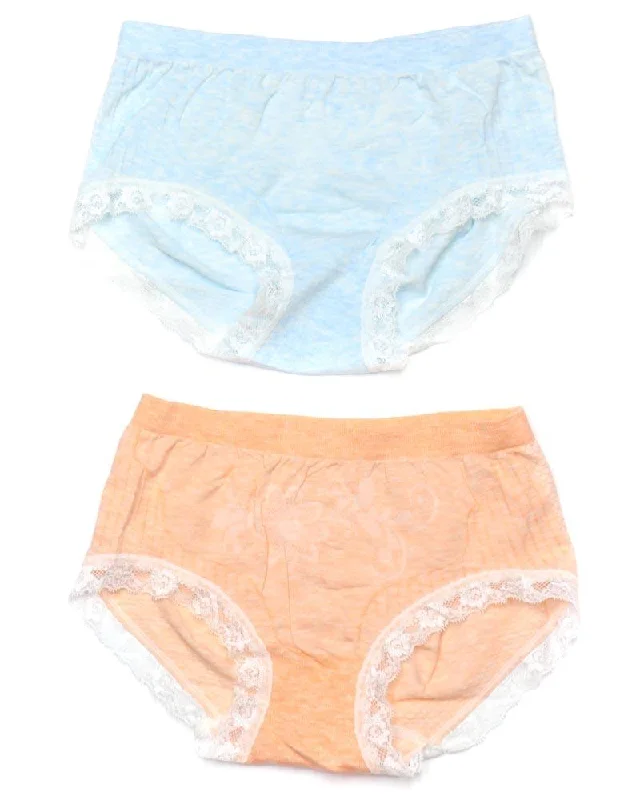 stretchy panties for women with freedom of movementPack of 2 Basic Soft Cotton Stretchable Lace Panty FP-657 - Mix Colors