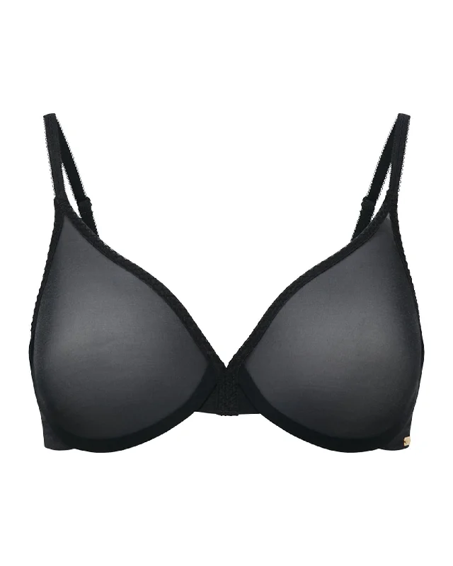 push up women lingerie bras for enhanced cleavageGlossie Sheer Bra In Black