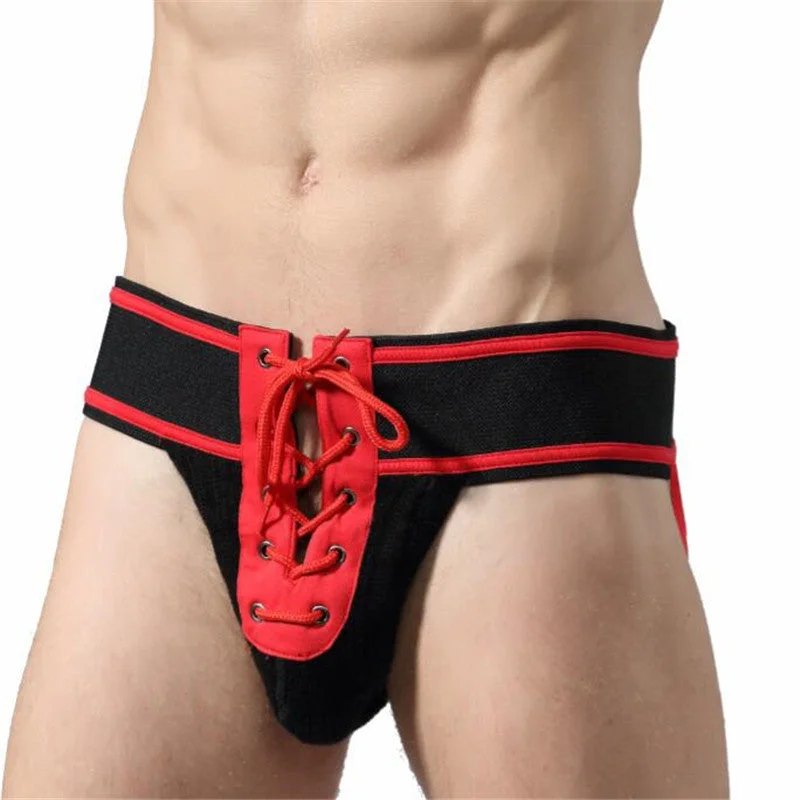 removable strap women lingerie for versatilityLace up Jockstrap with Wide Waistband