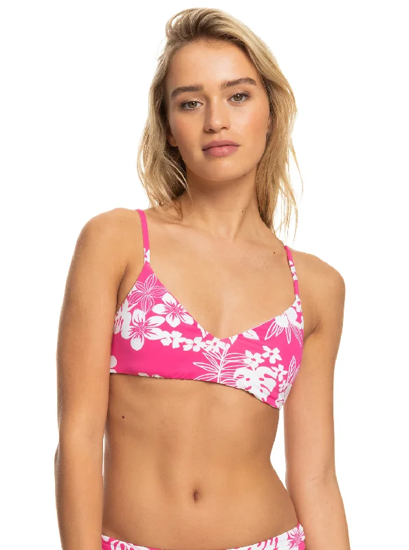 ruffled women bikini briefs for a playful stylePrinted Beach Classics Athletic Triangle Bikini Top - Shocking Pink Hello Aloha