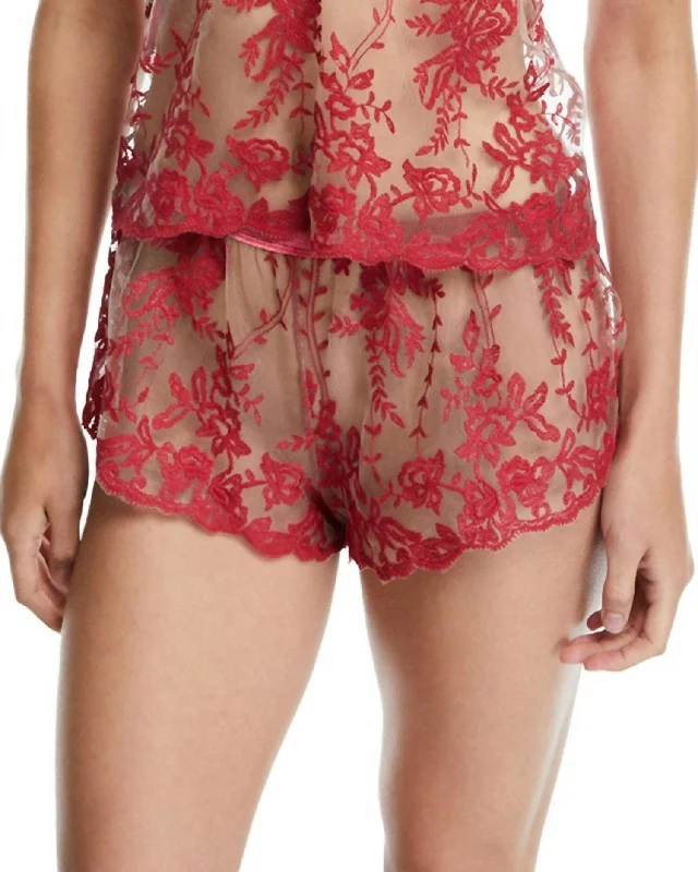 crotchless women lingerie for a daring choiceRosie Velvet Tap Short In Mystic Red