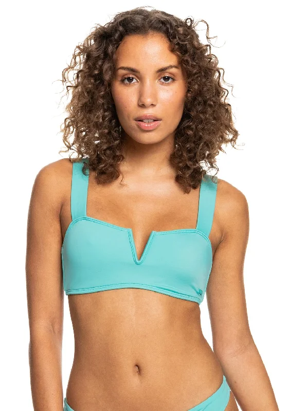 seamless cup women bikini briefs for a natural lookRoxy Love The Coco V Bralette Bikini Top - Sea Blue