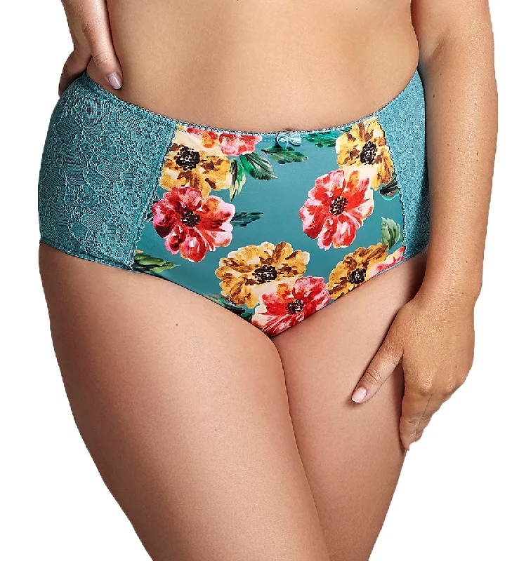 quick dry women bikini briefs for beach activitiesSculptresse by Panache Chi Chi High Waist Brief (7692) - Turquoise Floral