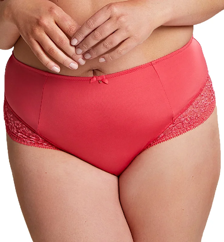 lace trimmed women bikini briefs for a feminine touchSculptresse by Panache Roxie Highwaist Brief (9582) - Hot Coral