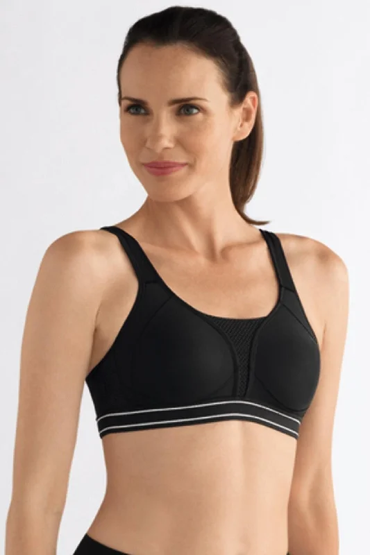 moisture wicking convertible brasAmoena Performance Wire Free Mastectomy Sports Bra - Black