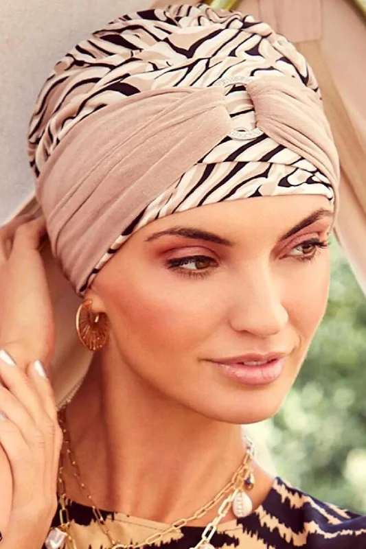 backless bras for revealing outfitsChristine Sienna Boho Turban Set - Brown Zebra