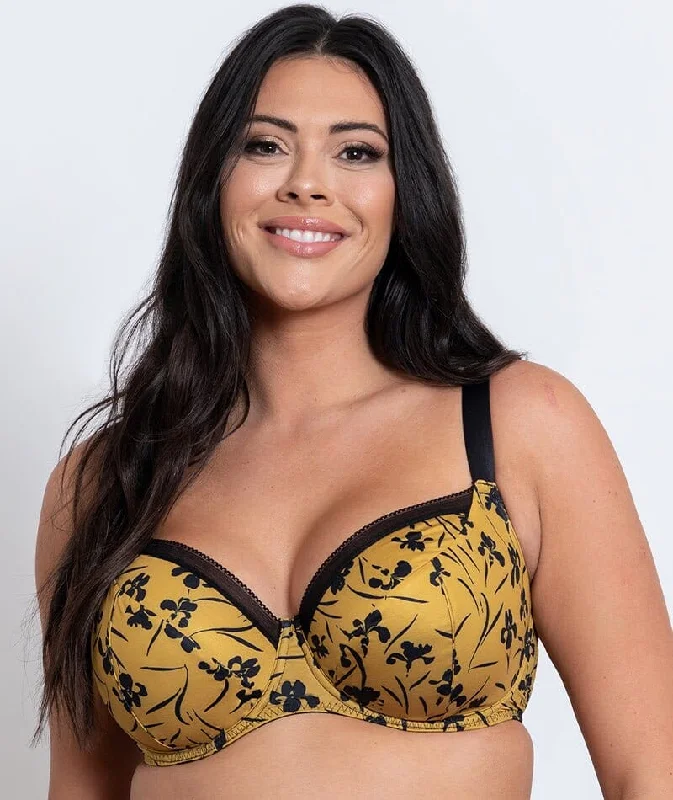 supportive underwire bras for large bustsCurvy Kate Artisan Balcony Bra - Ochre/Black Yellow