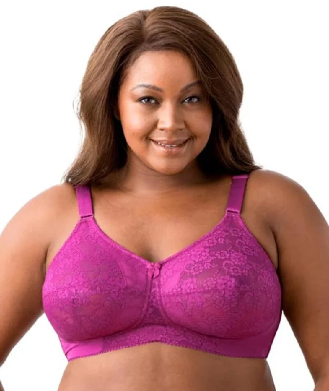 plus size nursing bras for breastfeeding momsElila Embroidered Lace Wire-Free Bra - Fuchsia