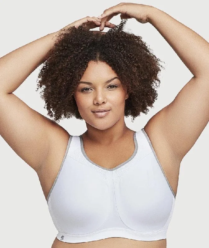 plus size nursing bras for breastfeeding momsGlamorise High Impact Underwire Sports Bra - White