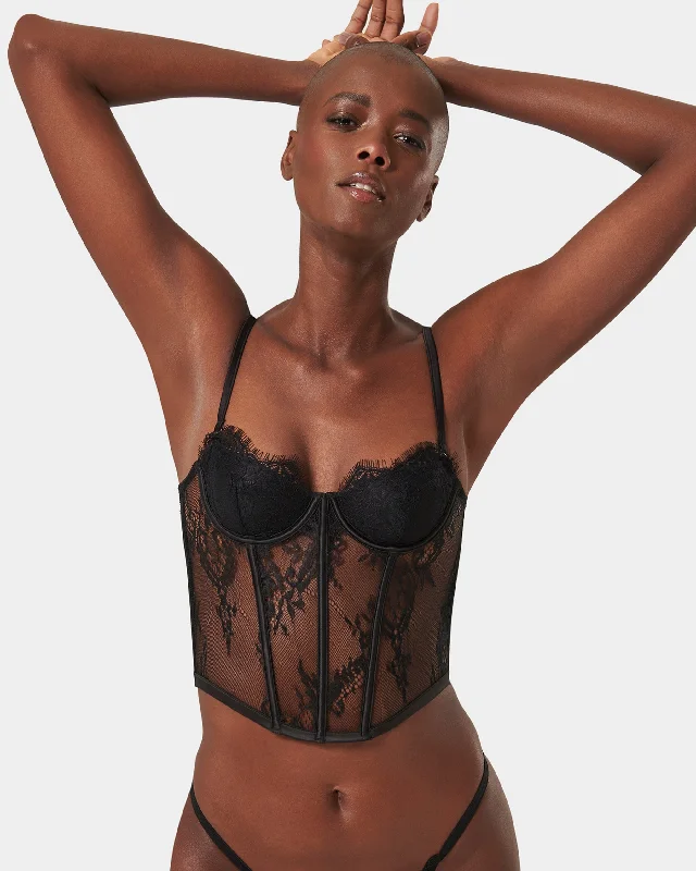 sleep bras with adjustable strapsMadeline Wired Bustier (with detachable shoulder straps) Black