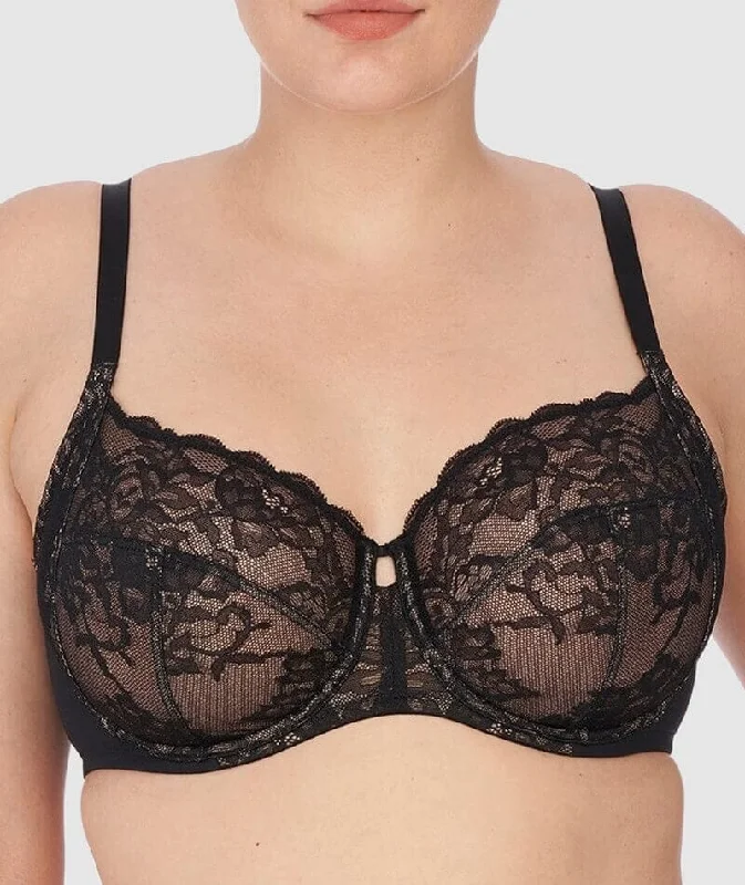 supportive underwire bras for large bustsNatori Statement Supportive Full Figure Underwired Lace Bra - Black/Cafe