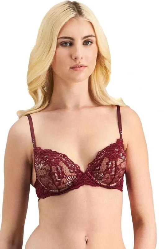 lace bras for a romantic lookMy Fit Lace Push up Plunge Bra (Windsor Wine)