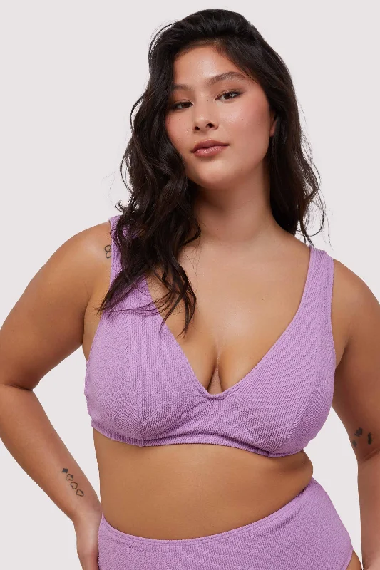 strapless bras for backless dressesMila Lilac Scrunch Hidden-Underwire Bikini Top