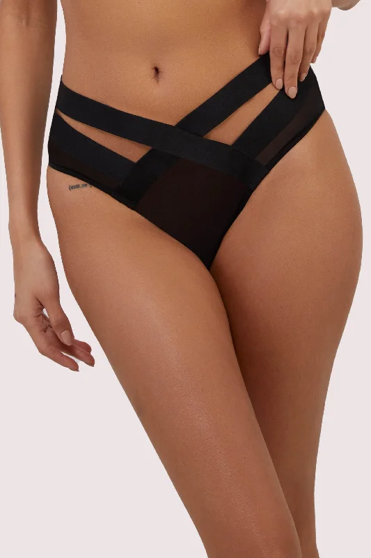 underwire bras with maximum supportEtta Black Elastic and Mesh High Waist Brief