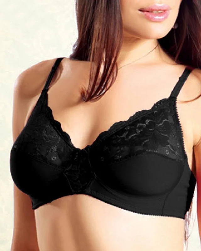 balconette lace bras for a feminine touchPleasure Bra - Flourish Bra - Net Soft Jersey Cotton Bra - Non Padded Non Wired Bra