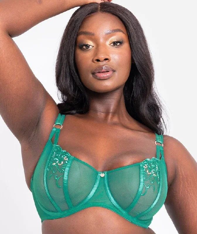 sleep bras for all night comfortScantilly Ornate Balcony Bra - Emerald