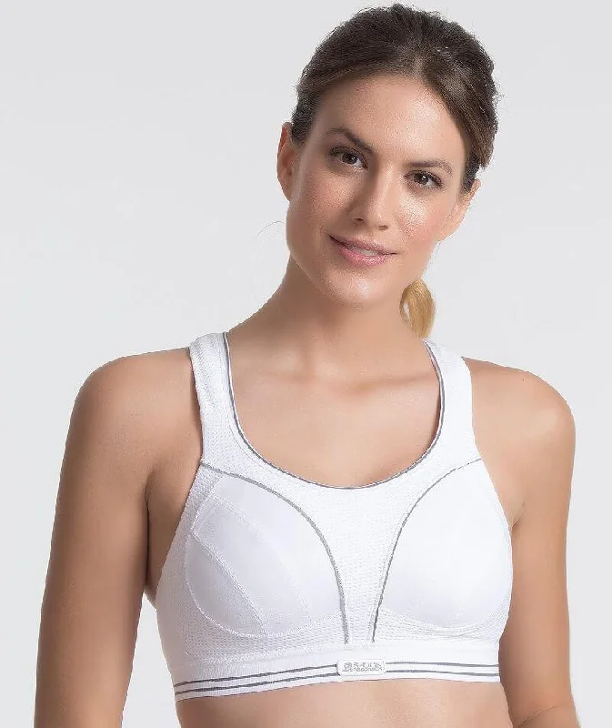 underwire bras with maximum supportShock Absorber Ultimate Run Wire-Free Sports Bra - White/Silver