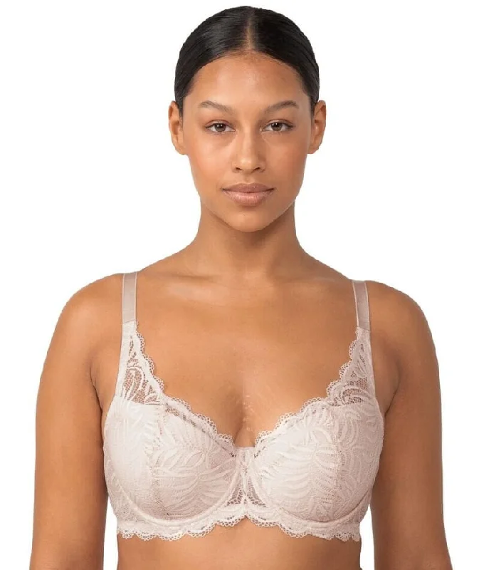 balconette lace bras for a feminine touchTriumph Essential Lace Underwire Half-Cup Padded Balconette Bra - Nude Pink