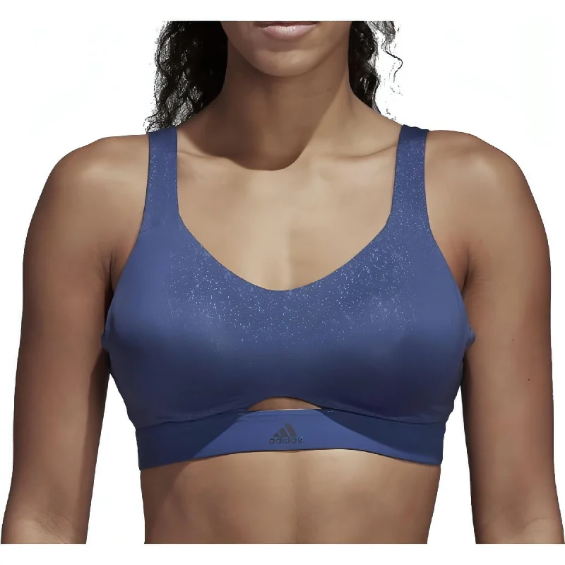 medium impact compression women sport braadidas Stronger For it Soft Womens Sports Bra - Blue