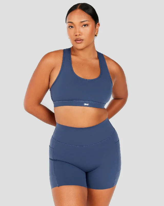 plus size wireless women sport braAura Mesh Bra - Soft Navy