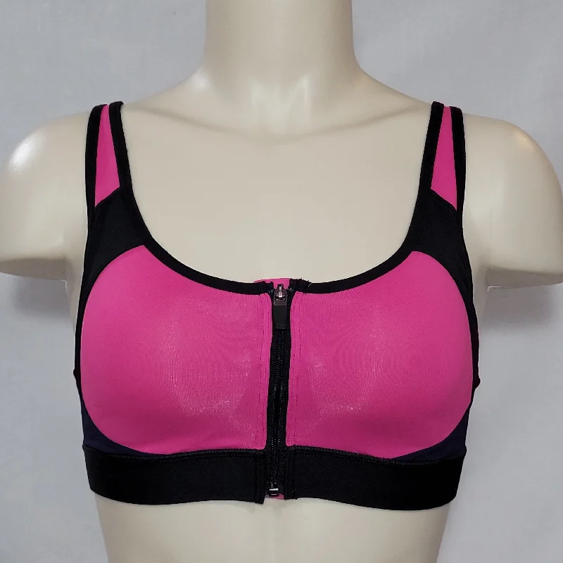 matching women sport bra and leggings setsChampion N9643 Power Shape Max Zip Front Wire Free Sports Bra XS Pink & Black