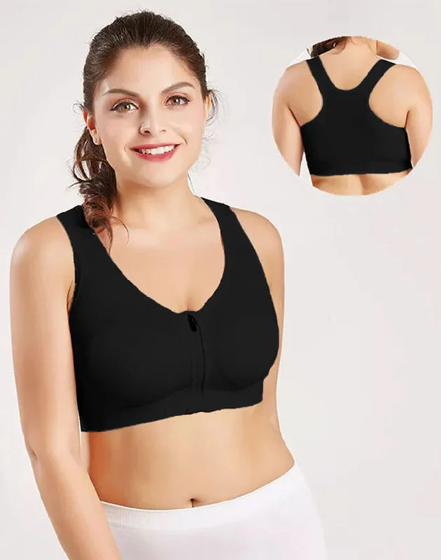 plus size wireless women sport braFront Zip Sports Bra