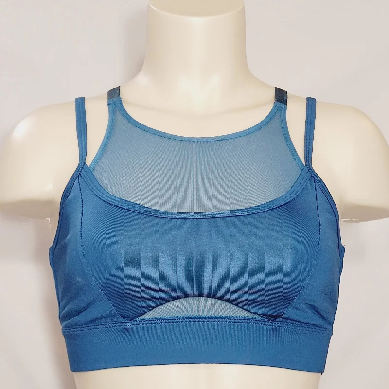 low impact breathable women sport braJoyLab Double Layer Mesh Sports Wire Free Sports Bra X-SMALL Ocean Blue NWT