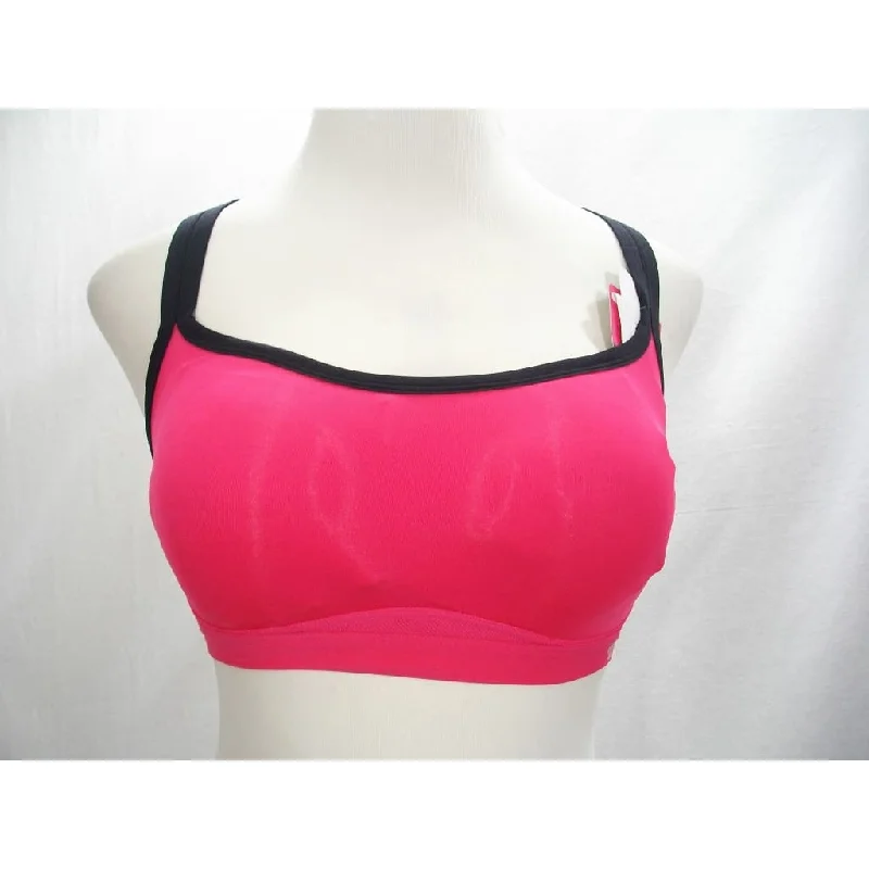 padded women sport bra for nipple coverageLily of France 2151901 Cross Back Medium Impact Wire Free Sport Bra SMALL Pink