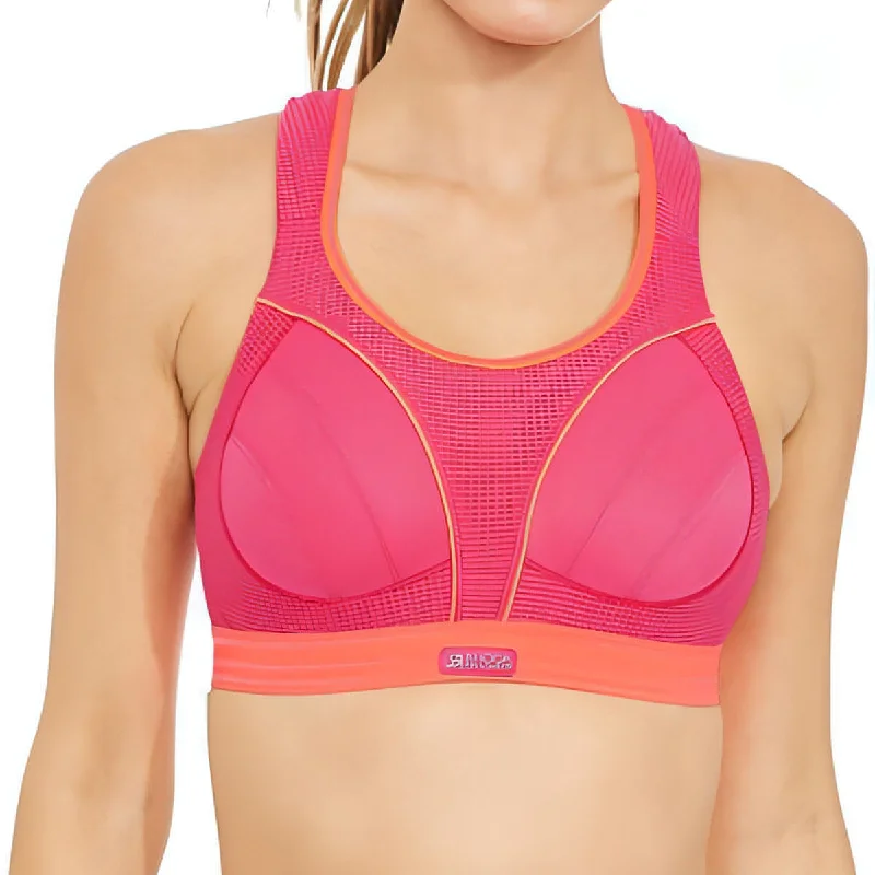 padded women sport bra for nipple coverageShock Absorber Ultimate Run Womens Sports Bra - Pink