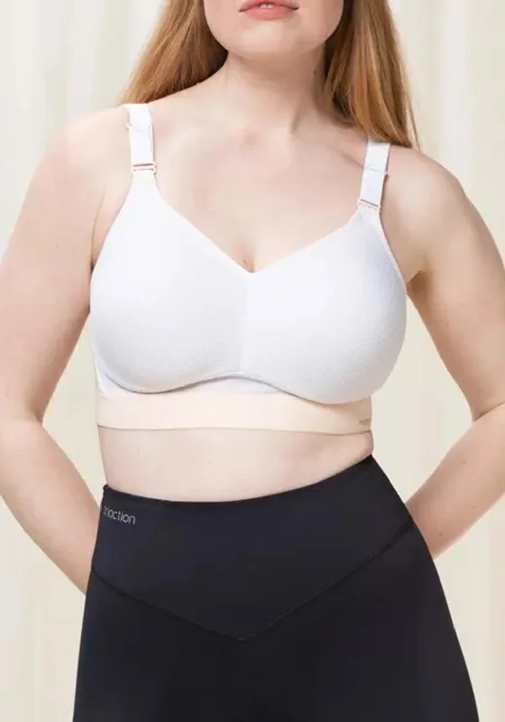 petite adjustable strap women sport braTriumph Triaction Hybrid Lite Sports Bra, White