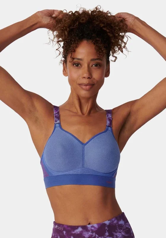 crossback women sport bra for added supportTriumph Triaction Hybrid Lite Sports Bra, Blue Multi